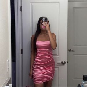 Sweeter Than Candy Satin Mini Dress - Pink